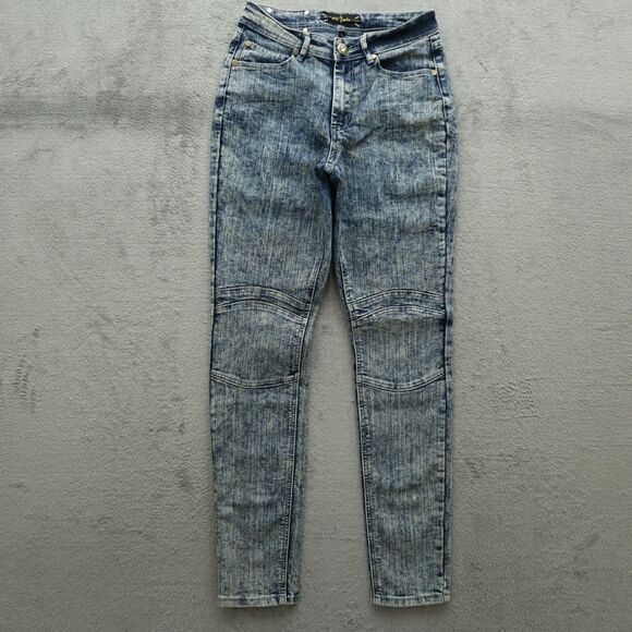 Baby Phat Jeans Juniors Size 7 Blue Mid-Rise Skinny Denim Pants 30" Inseam - Picture 1 of 15